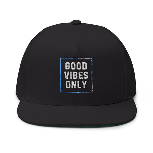 Stylish Flat Bill Cap with 'Good Vibes Only' Embroidery