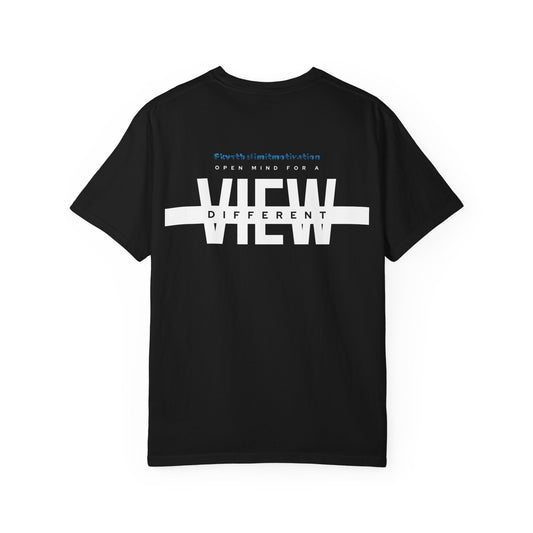 Garment-Dyed T-shirt with 'Open Mind for a Different View' Design