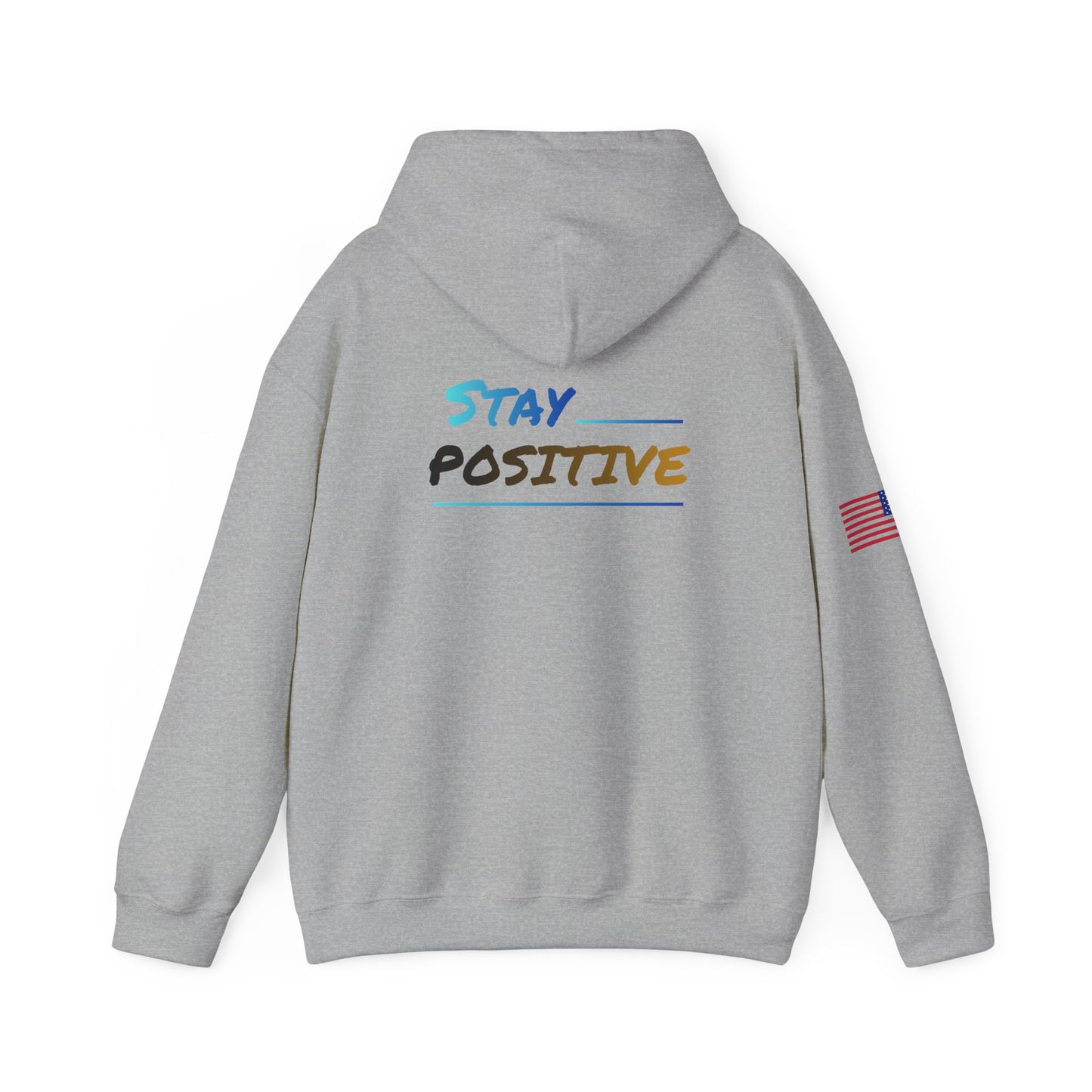 Motivational Unisex Hoodie with Mini Logo & American Flag, White Pullover