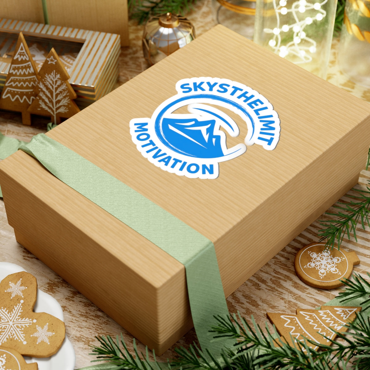 Motivation Mountain Sticker — "SkysTheLimit" Inspirational Kiss-Cut Decal