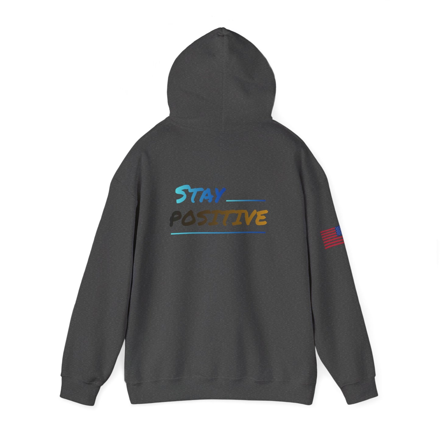 Motivational Unisex Hoodie with Mini Logo & American Flag, White Pullover