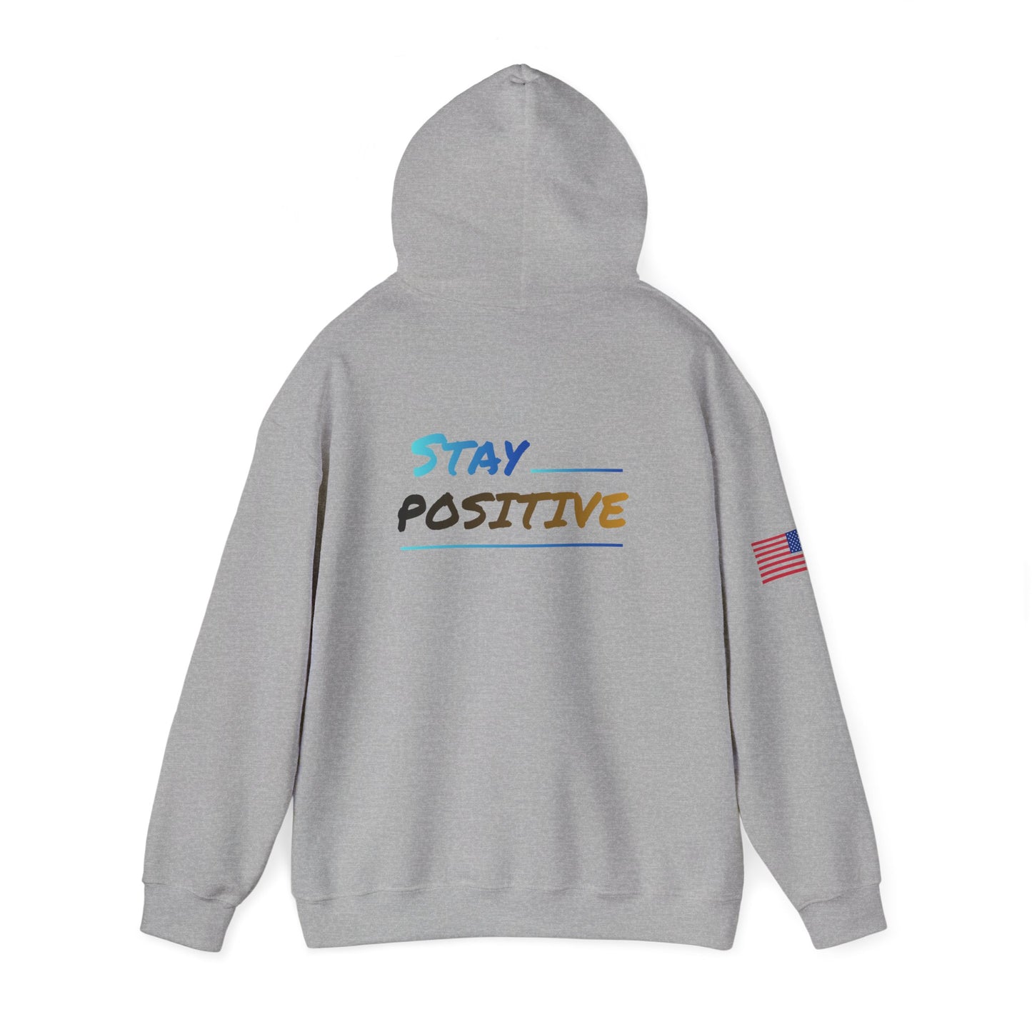 Motivational Unisex Hoodie with Mini Logo & American Flag, White Pullover